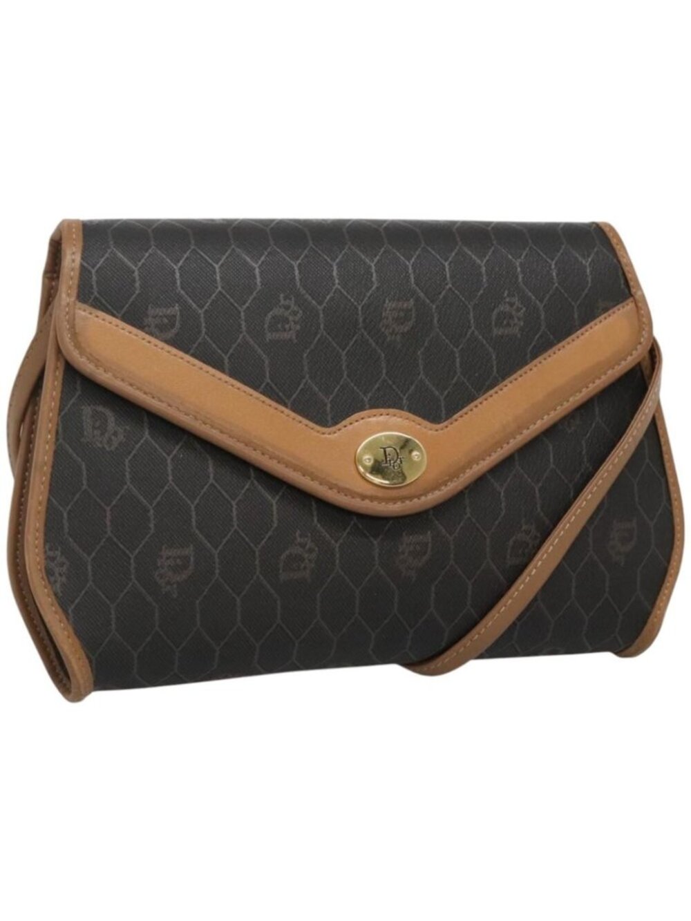 Christian Dior Honeycomb Canvas Shoulder Bag PVC Black